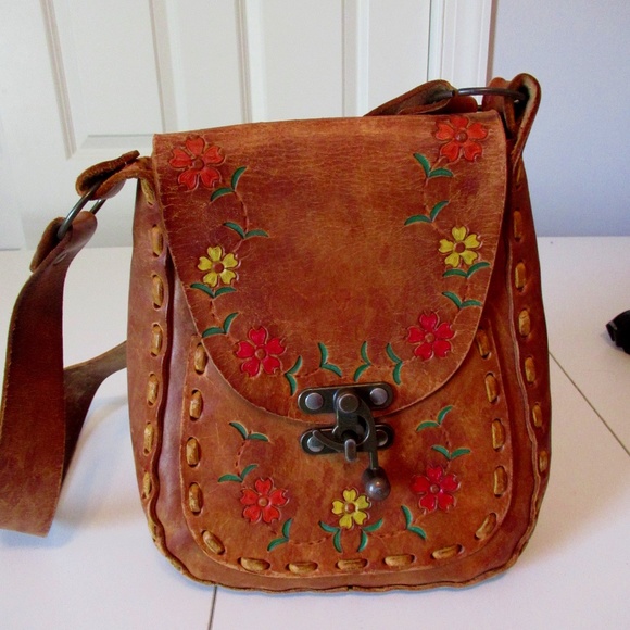 unknown Handbags - Vintage Leather stamped  Handbag